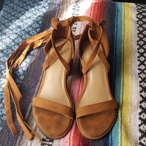 Lace-Up Brown/Tan Suede Heels